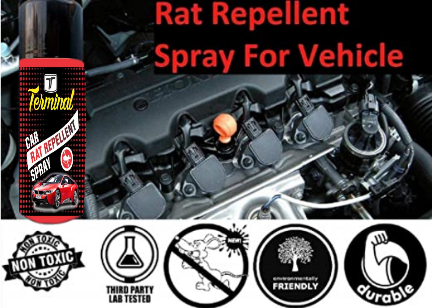 RAT REPELLENT SPRAY FOR CARS (LASTS FOR 1 YEAR)
